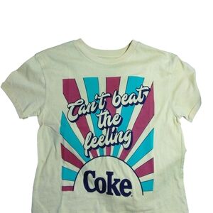 Coca Cola Cream Short Sleeve Tee Retro Graphic